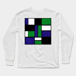 Purple Green Geometric Abstract Acrylic Painting Long Sleeve T-Shirt